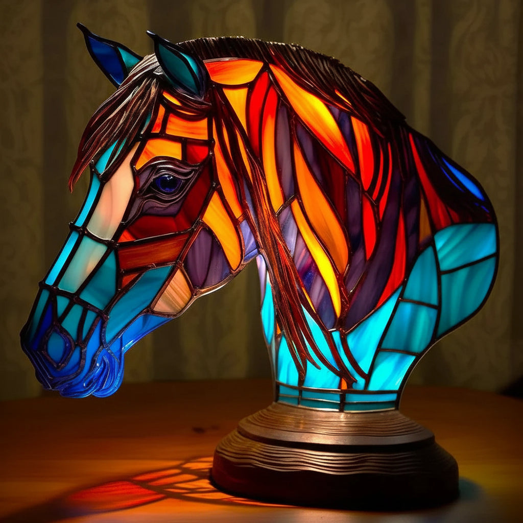 Table Lamp Stained Glass Animal Sculpture Ambient Lighting