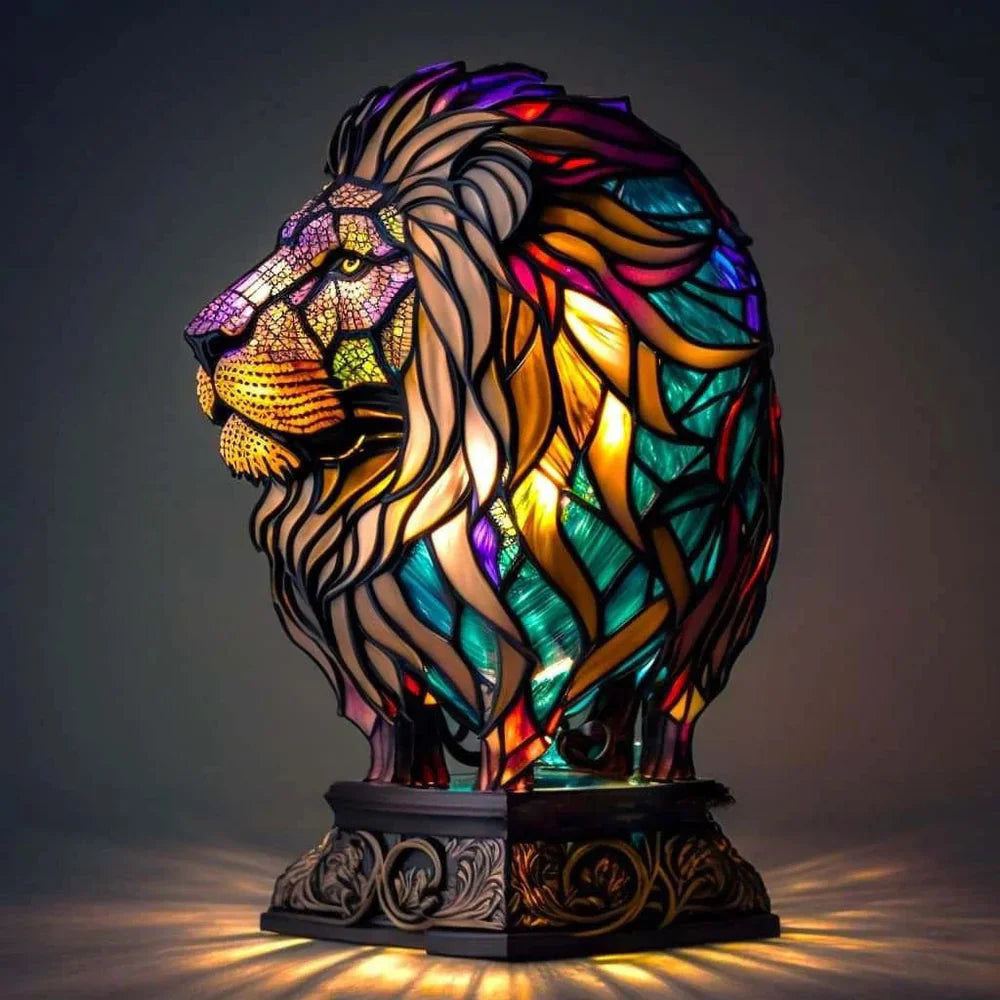 Table Lamp Stained Glass Animal Sculpture Ambient Lighting