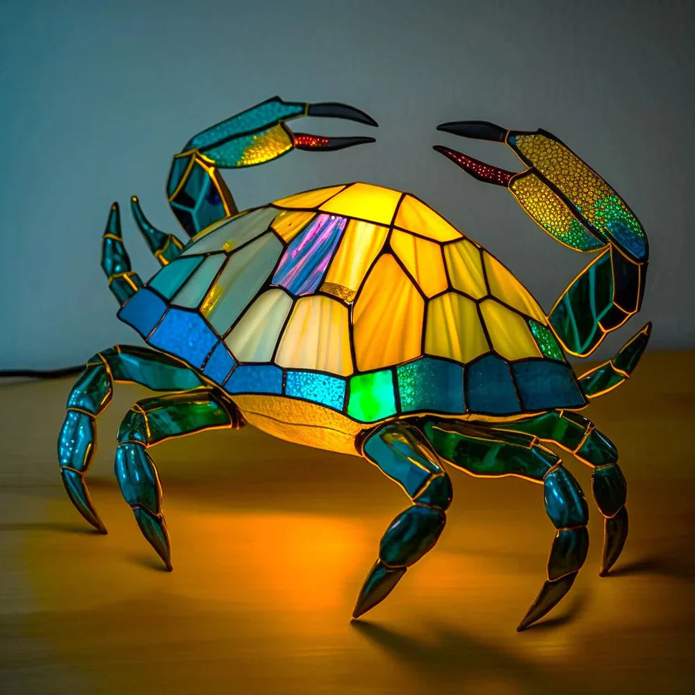 Table Lamp Stained Glass Animal Sculpture Ambient Lighting