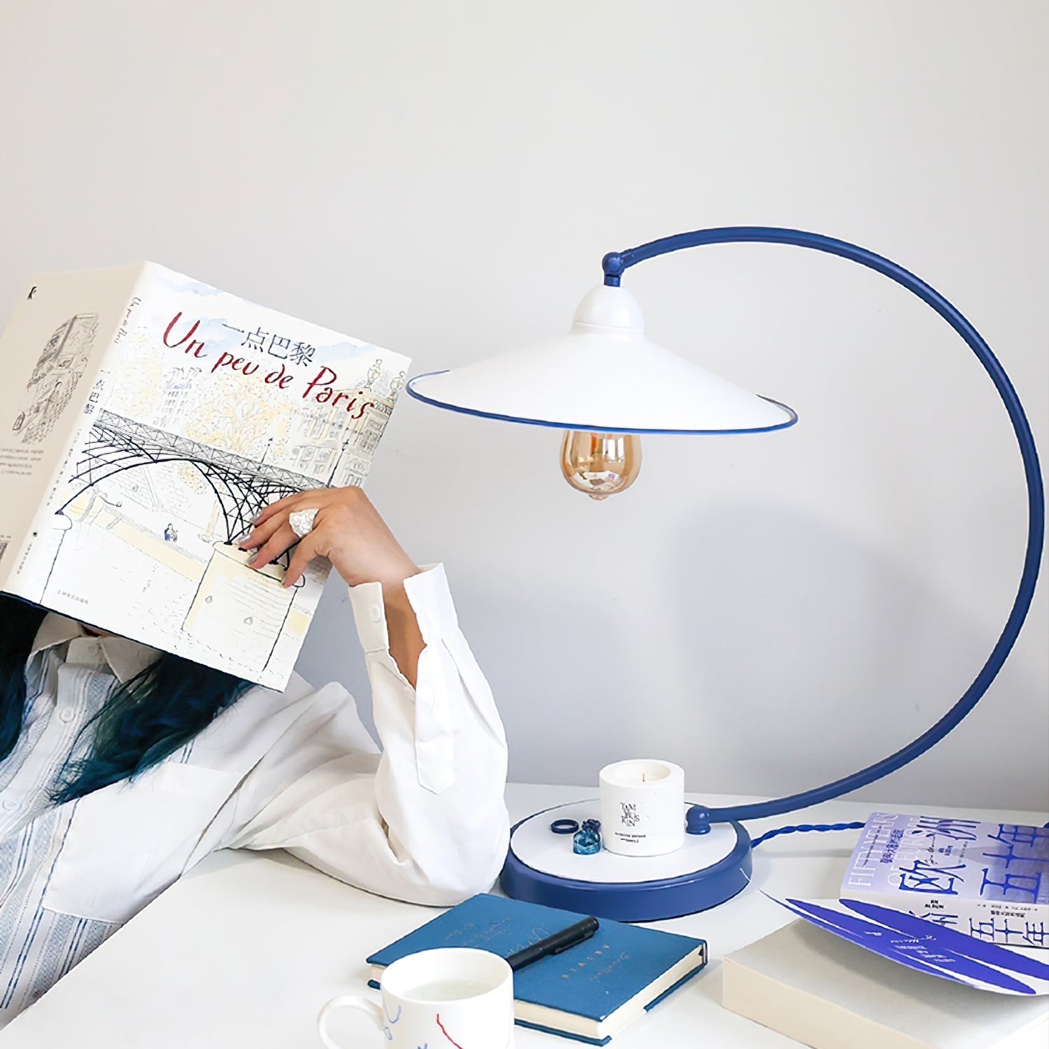 SwanGlow - Blue Design Table Lamp with Elegant Finish