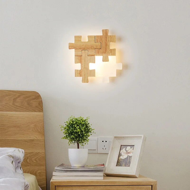 PuzzleGlow - Wooden Puzzle Wall Lamp | Creative and Interactive Lighting