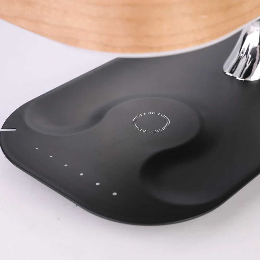 Table lamp with speaker and wireless charger
