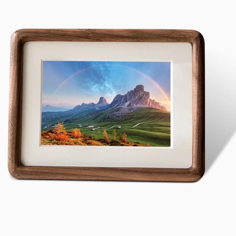 Marcos de fotos rectangulares de madera de haya color nuez