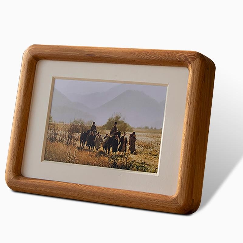 Marcos de fotos rectangulares de madera de haya color nuez