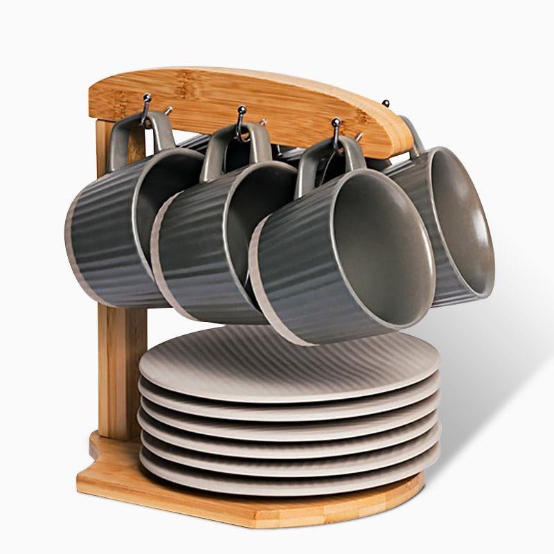 Set di Tazze da Caffè in Ceramica Bianca e Grigia da 2/4/6 Pezzi