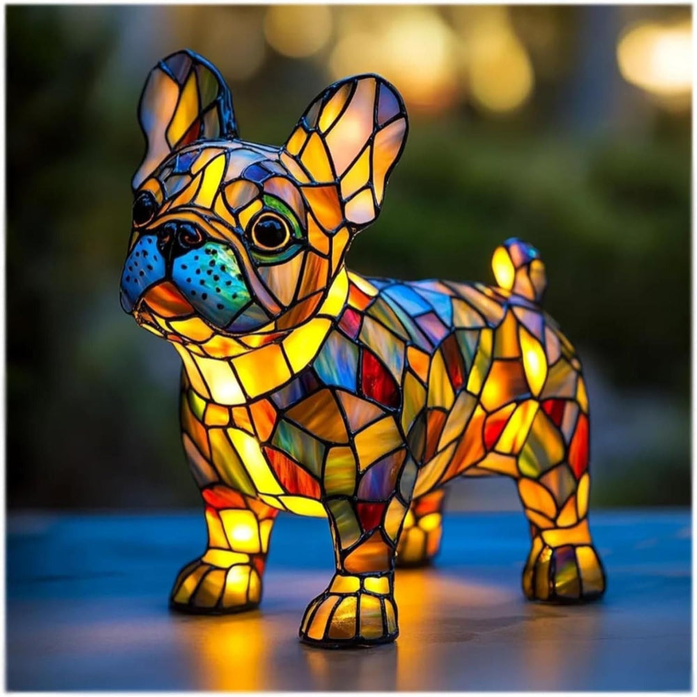 Candeeiro de Mesa Cão Lâmpada Noturna LED Mosaico Estilo Vidro Decoração