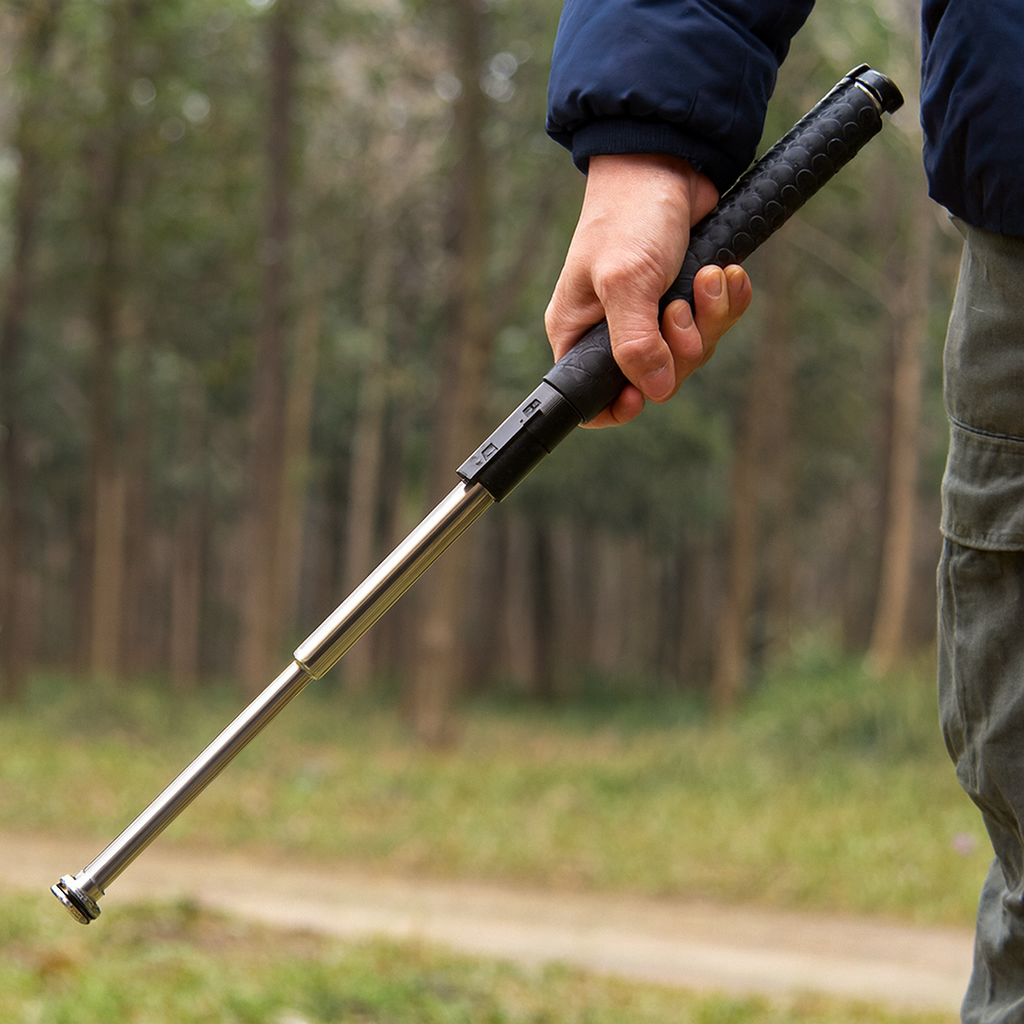 Telescopic Hiking Pole Self Defense Walking Stick Lightweight Alloy 0