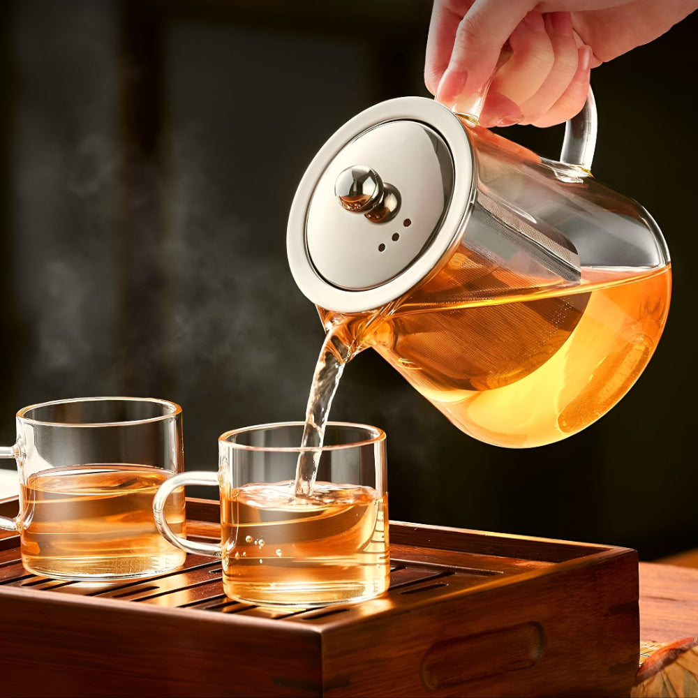 Glass Teapot Removable Tea Filter Borosilicate Design