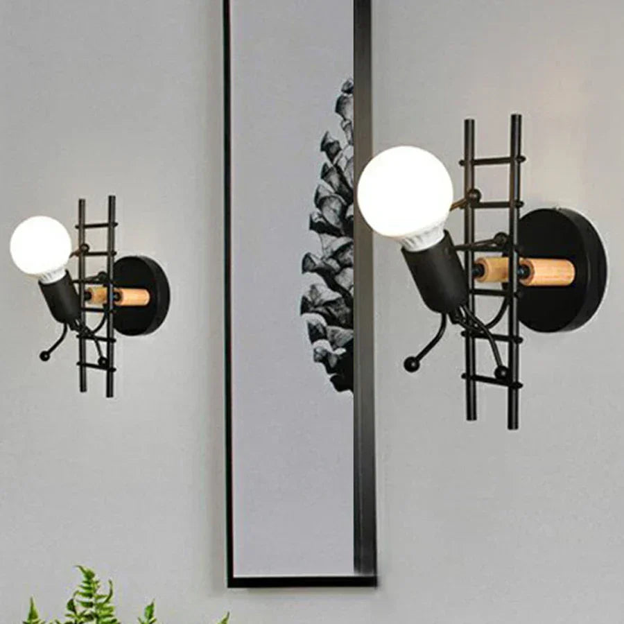 RobotGlow - Creative Robot Wall Lamp in Industrial Style