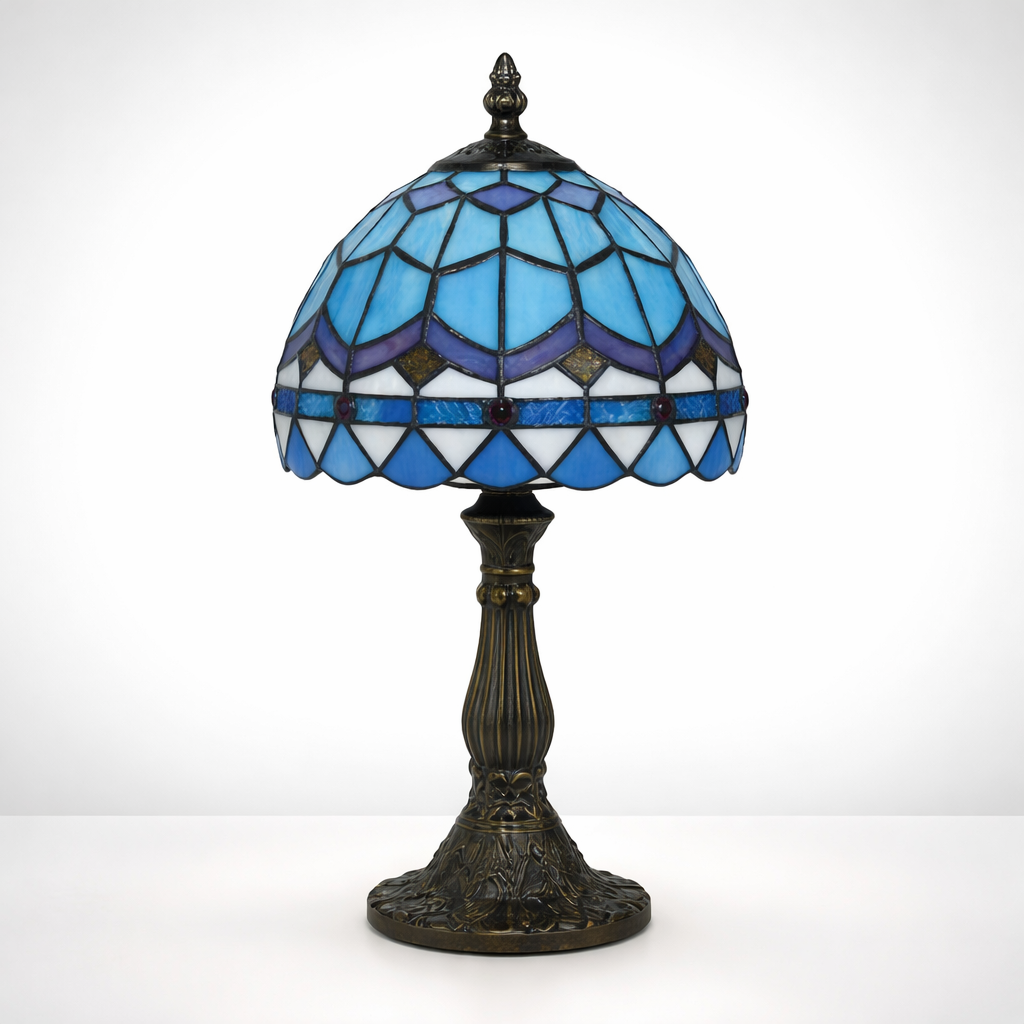 TiffanyGlow - Candeeiro de Mesa Tiffany Colorido com Abajur de Vidro