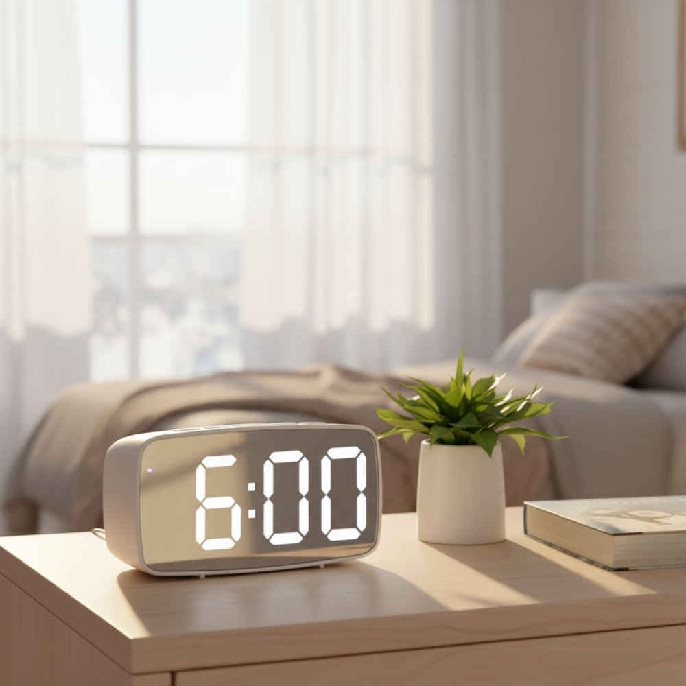 Digital Alarm Clock LED Modern Table Clock Bright Display