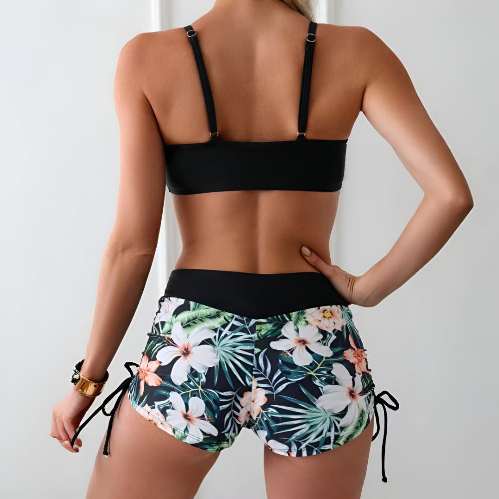 Bikini Donna Set Shorts Vita Alta Regolabile Spiaggia