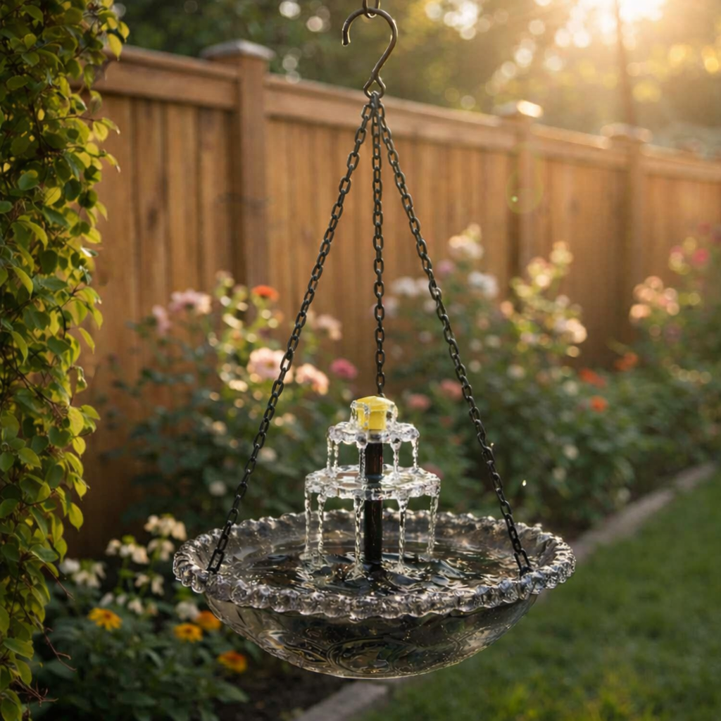 Garden Fountain Solar Energy Hanging Birdbath Water Fountain Outdoor