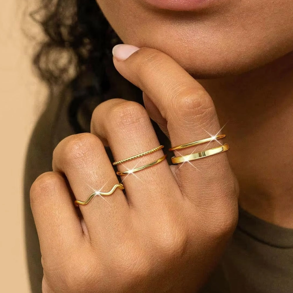 Moederdag Cadeau Ringen Dames Stapelbaar Verstelbaar Set