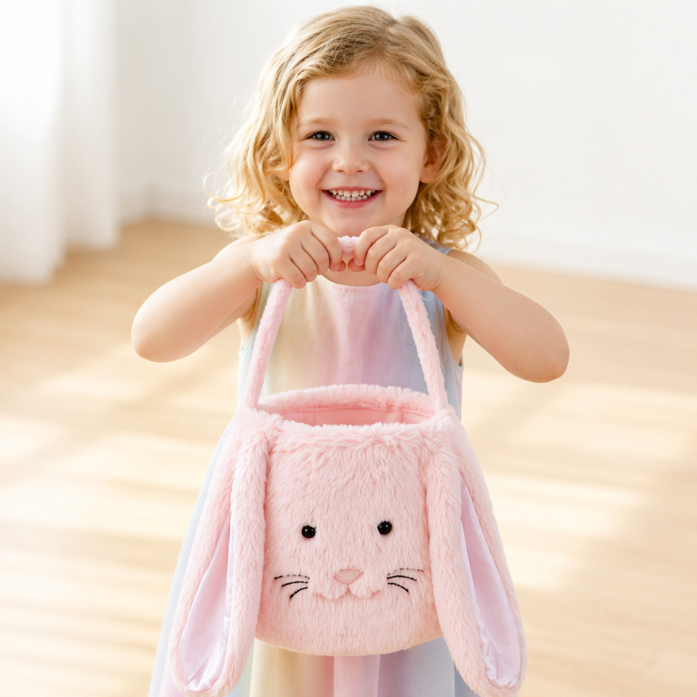 Borsa Pasqua Coniglio Peluche Bambini Porta Uova Regali