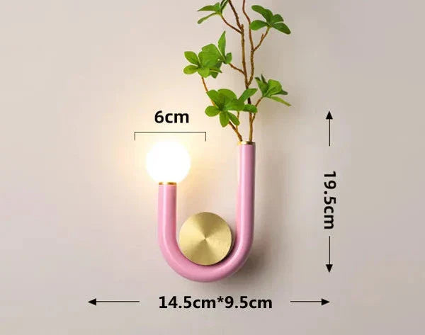 PinkLume – Candeeiro de Parede LED Moderno em Forma de U para Quarto de Dormir e Quarto de Criança