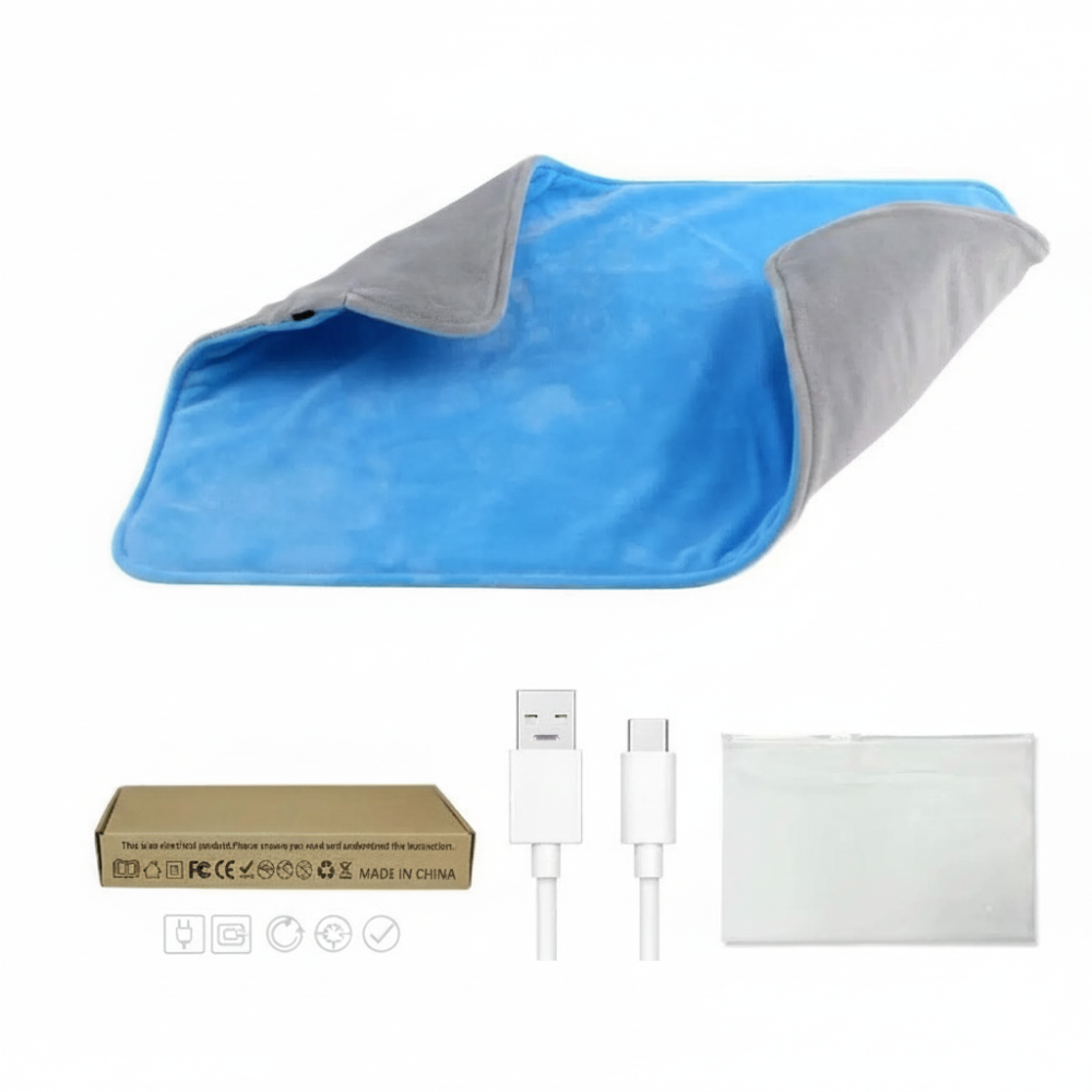 Manta Elétrica USB - Manta de Flanela Resistente à Água, Cinzenta, 10W