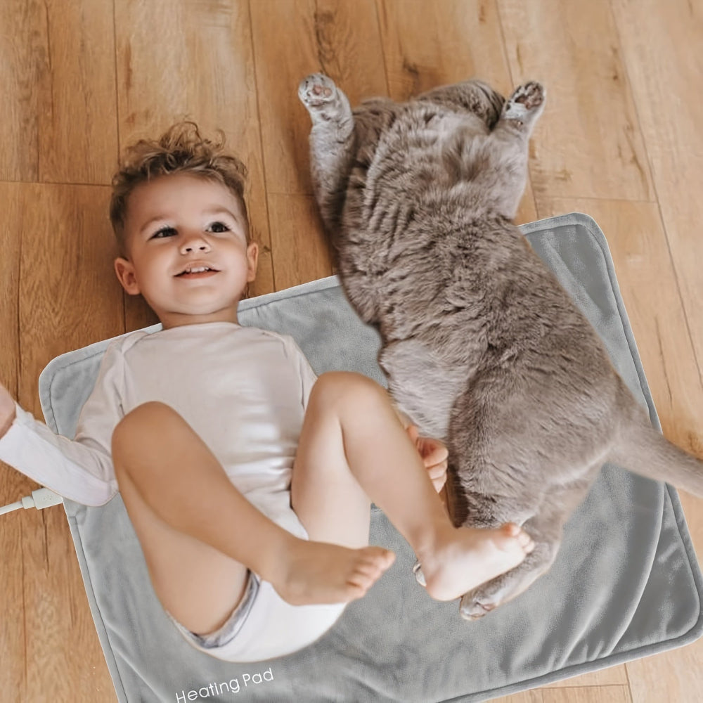 Manta Elétrica USB - Manta de Flanela Resistente à Água, Cinzenta, 10W