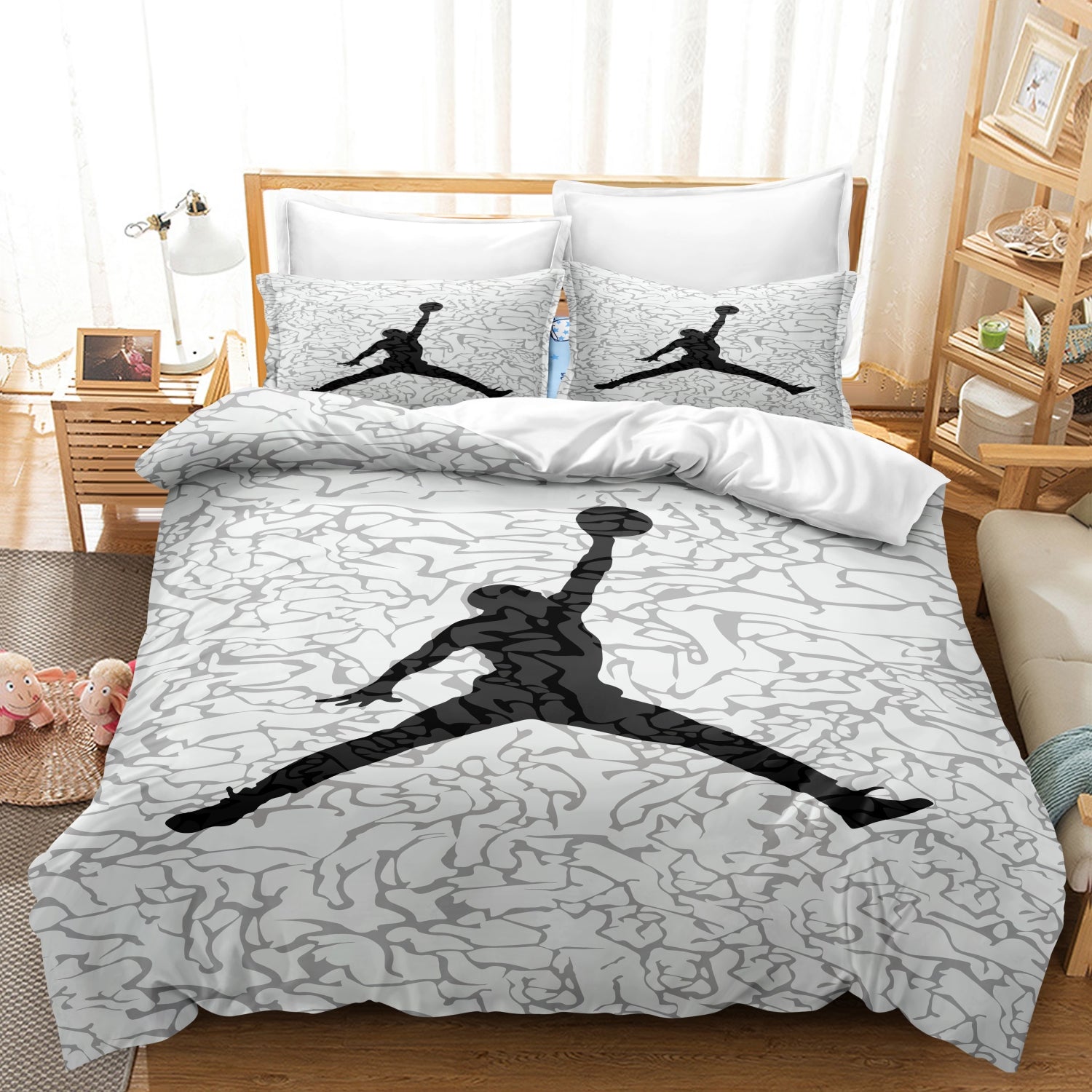 Conjunto de Capa de Edredão para Basquetebol Desportivo Ultra Macio Roupa de Cama