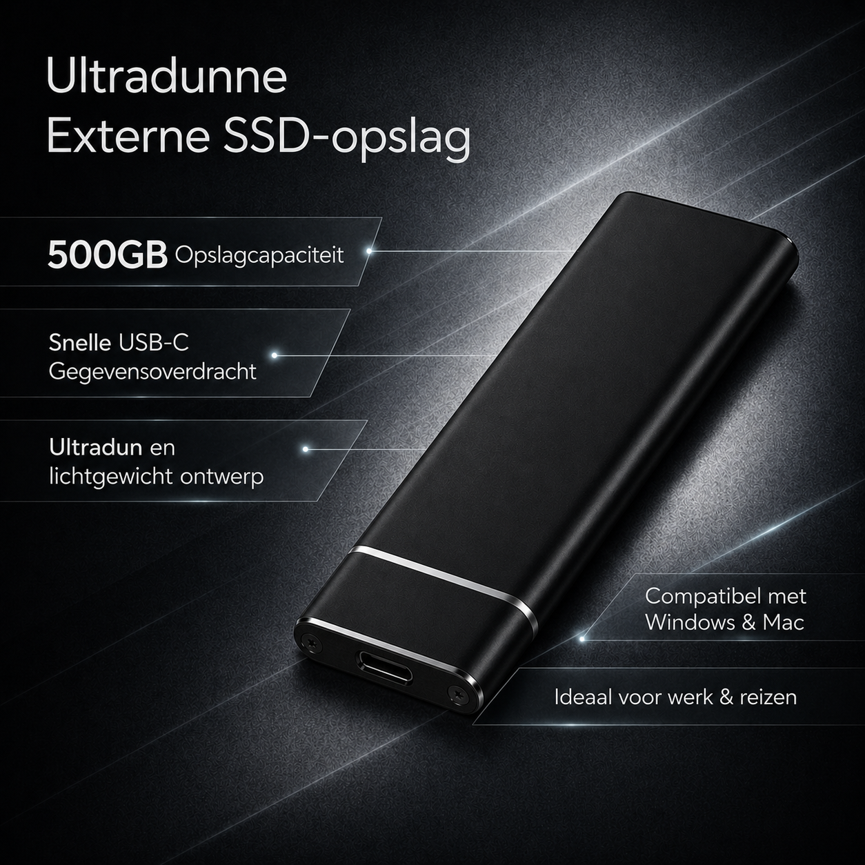 External SSD Storage USB C Ultrafine Portable 500GB Data Storage