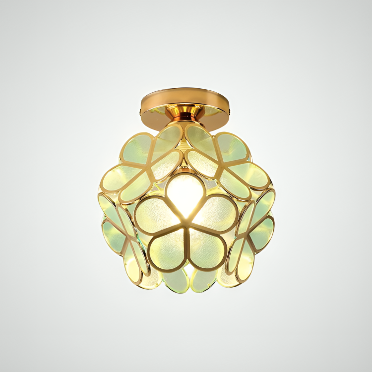 Retro Style Colored PVC Ceiling Lamp with Floral Pattern