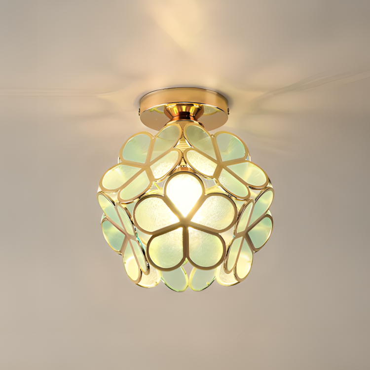 Retro Style Colored PVC Ceiling Lamp with Floral Pattern