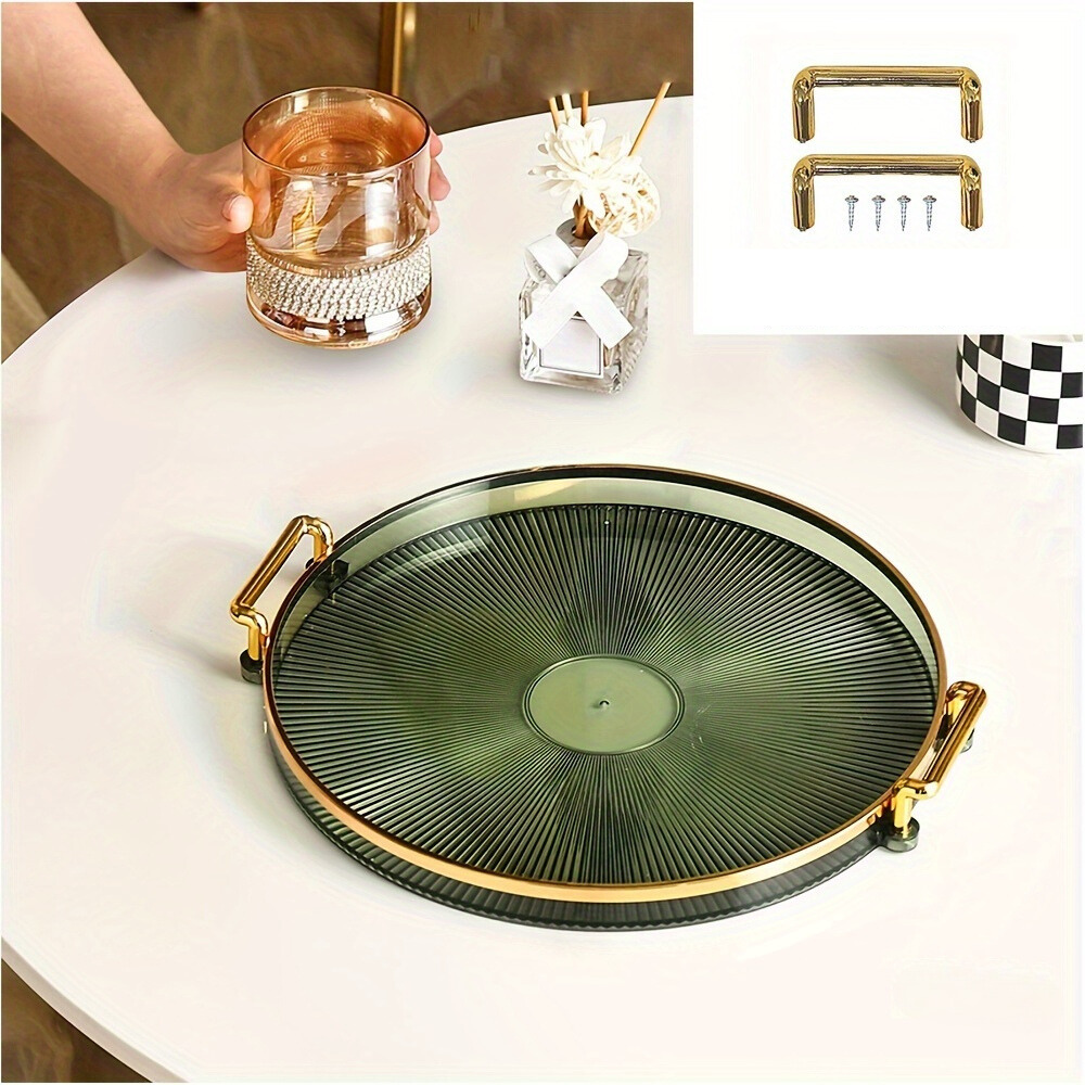 AcrylicTray - Acrylic Serving Platter with Golden Handles | For Dessert & Snack