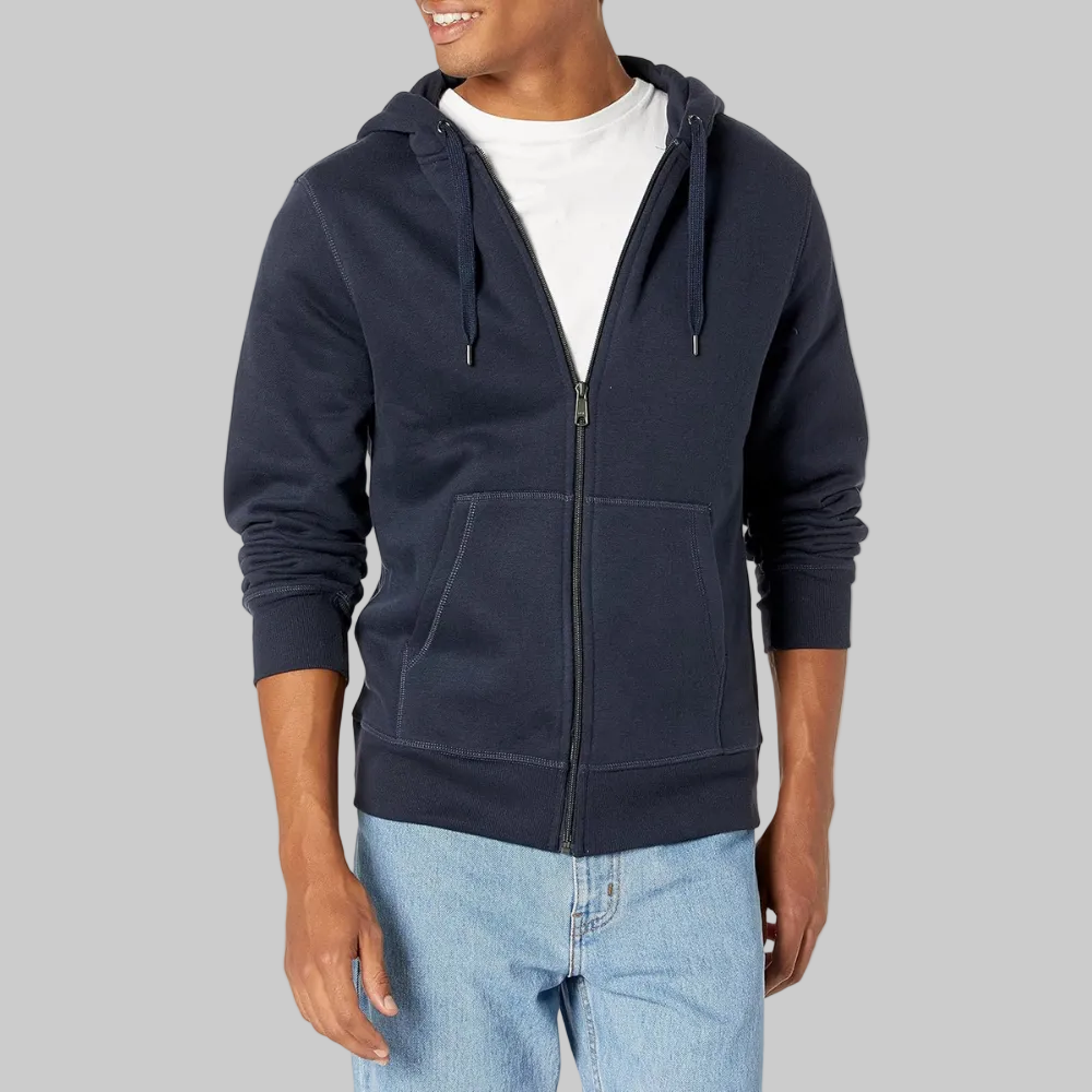 Men's Hoodie Zipper Fleece Lining Comfort Warmth