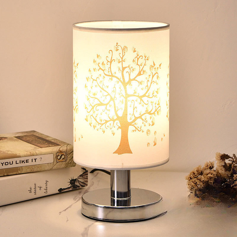 Cylinder Letter - Minimalist White Table Lamp with Wooden Shade