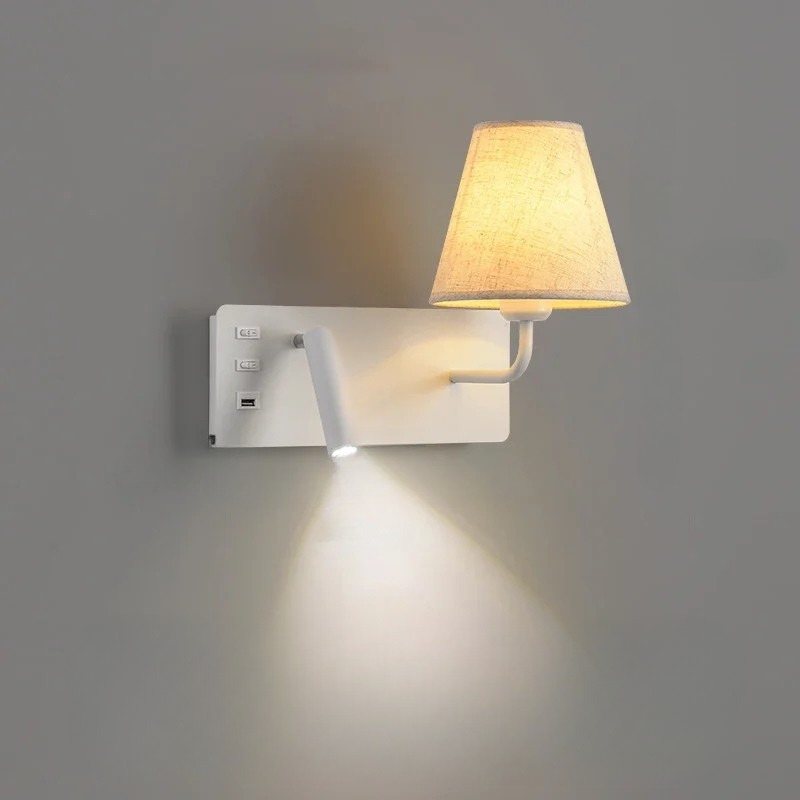 LuminoWall - Lampada da parete moderna con USB e luce da lettura
