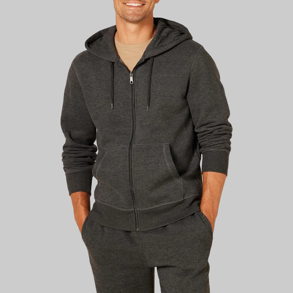 Men's Hoodie Zipper Fleece Lining Comfort Warmth