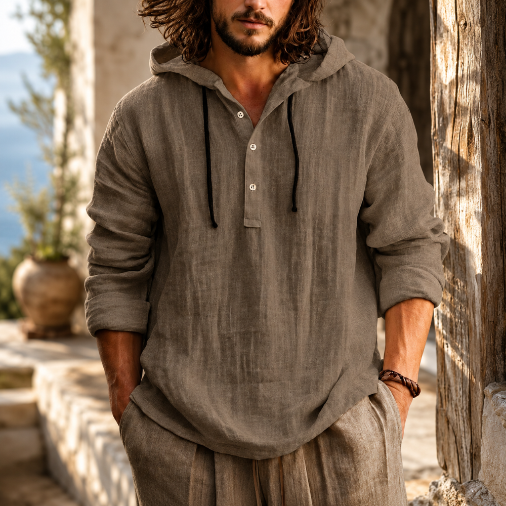 Uomo Felpa Estiva Cappuccio Maniche Lunghe | Felpa Casual