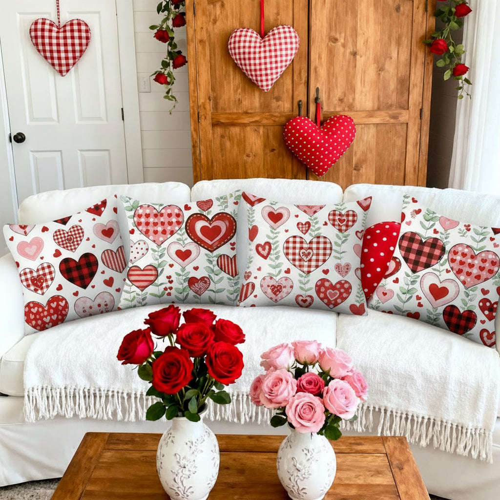 Set Cuscini Decorativi San Valentino Motivo Cuore