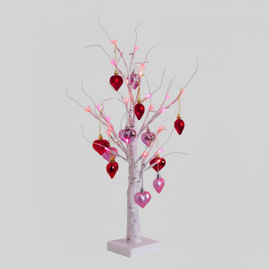 Verlichte Valentijnsboom Hartvormige Ornamenten Decoratie