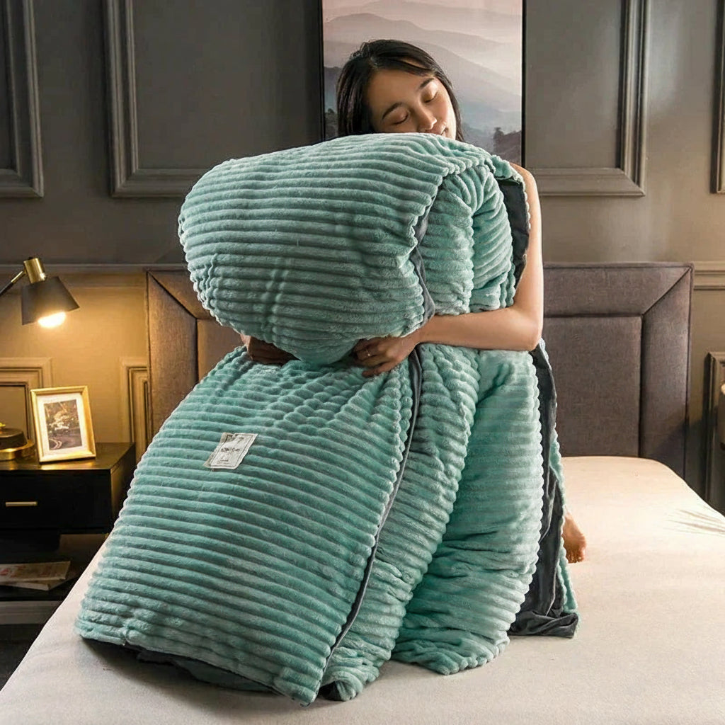 Velvety Fleece Duvet Cover Soft Cozy Warm Bedding 3