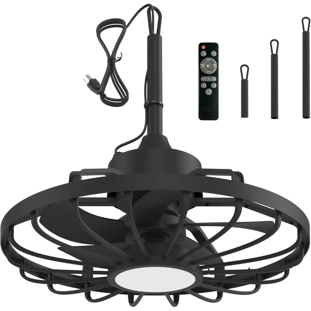 Ventilatore da soffitto esterno con luce LED, telecomando e impermeabile