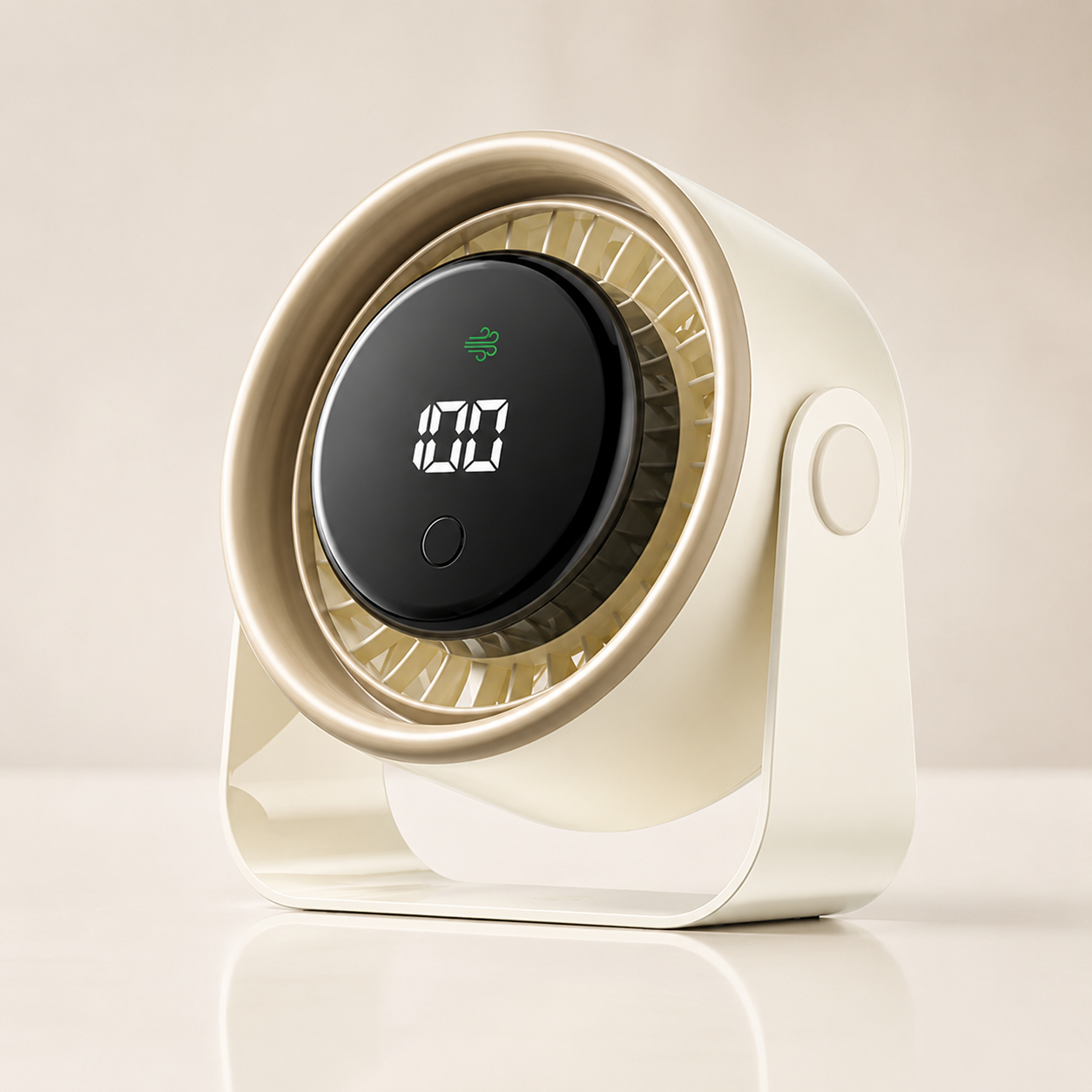 Ventilador de Mesa Recarregável USB com Ecrã Digital