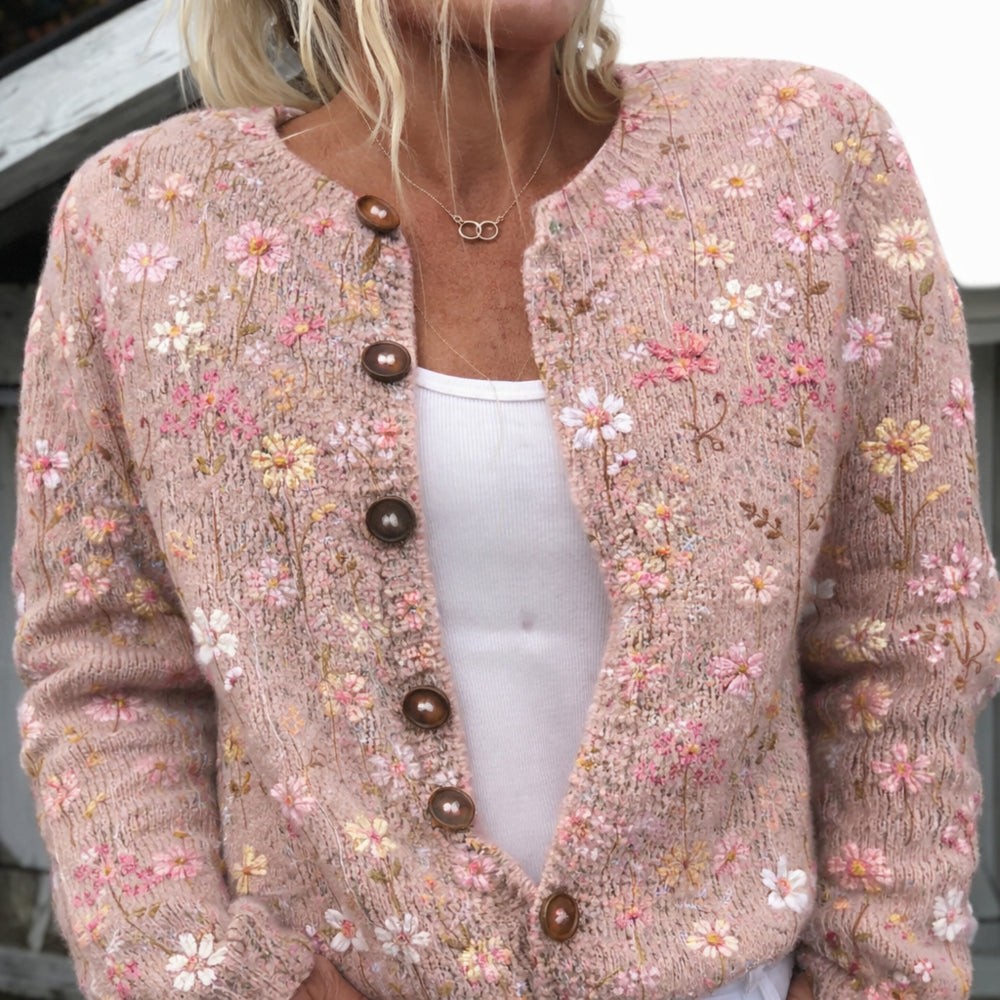 Colete Mulher Estampado Flores Malha Casual Ajuste Solto