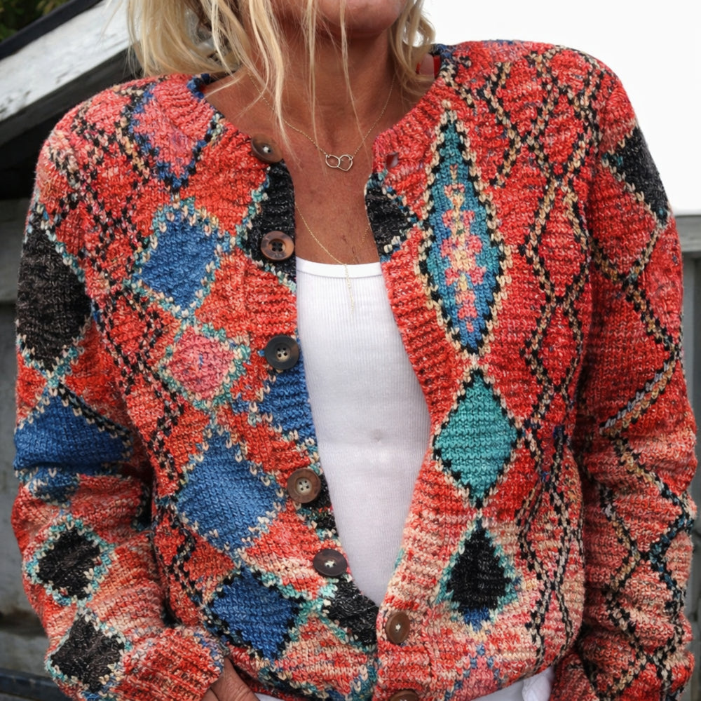 Colete Mulher Estampado Flores Malha Casual Ajuste Solto