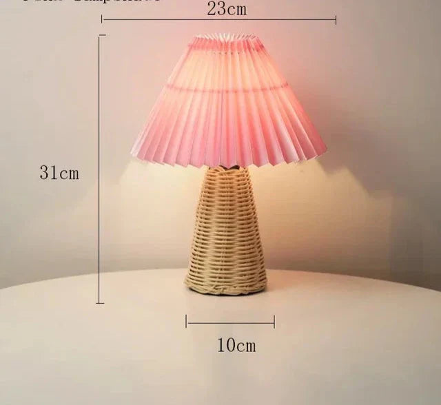 VintageGlow - Rattan Table Lamp, Foldable Night Light