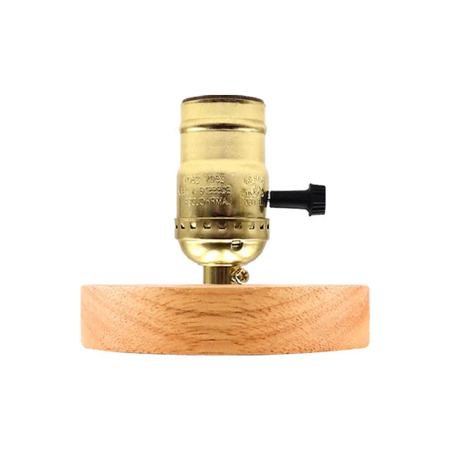 RusticGleam - Lampada da tavolo vintage in legno