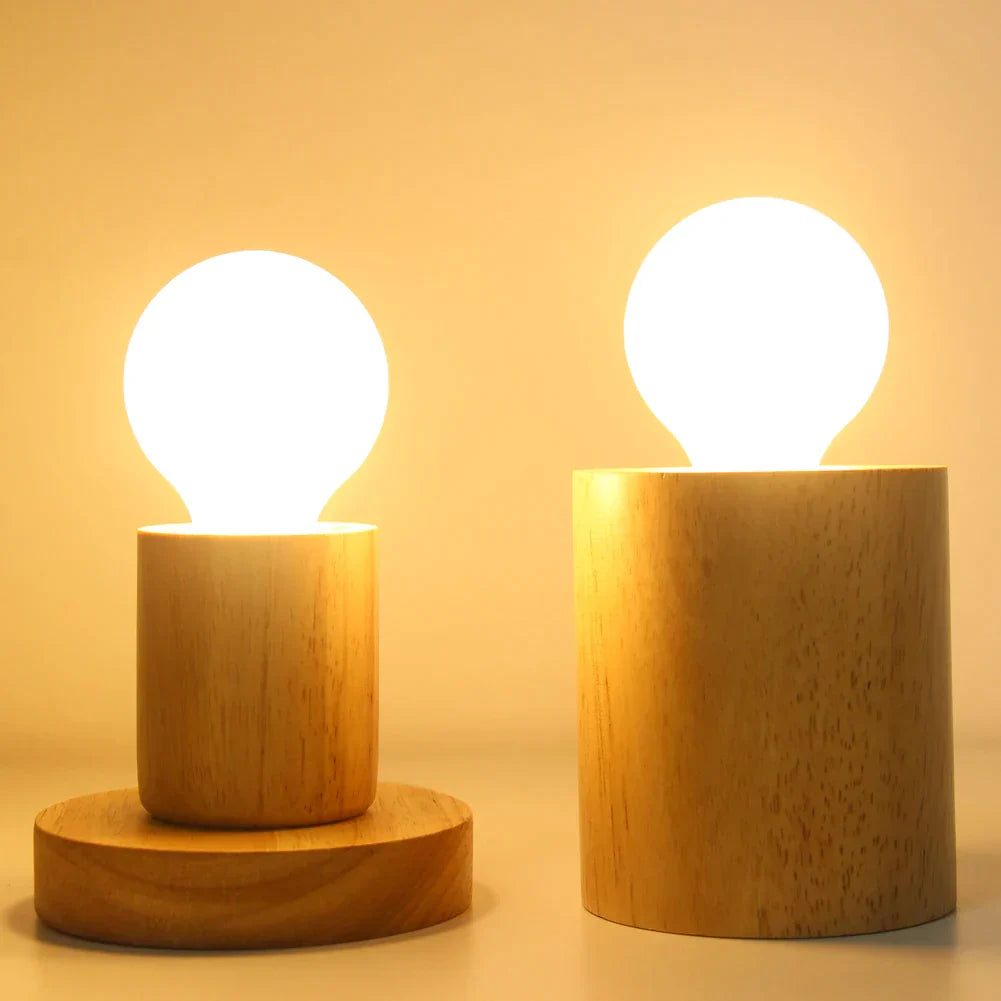 RusticGleam - Lampada da tavolo vintage in legno