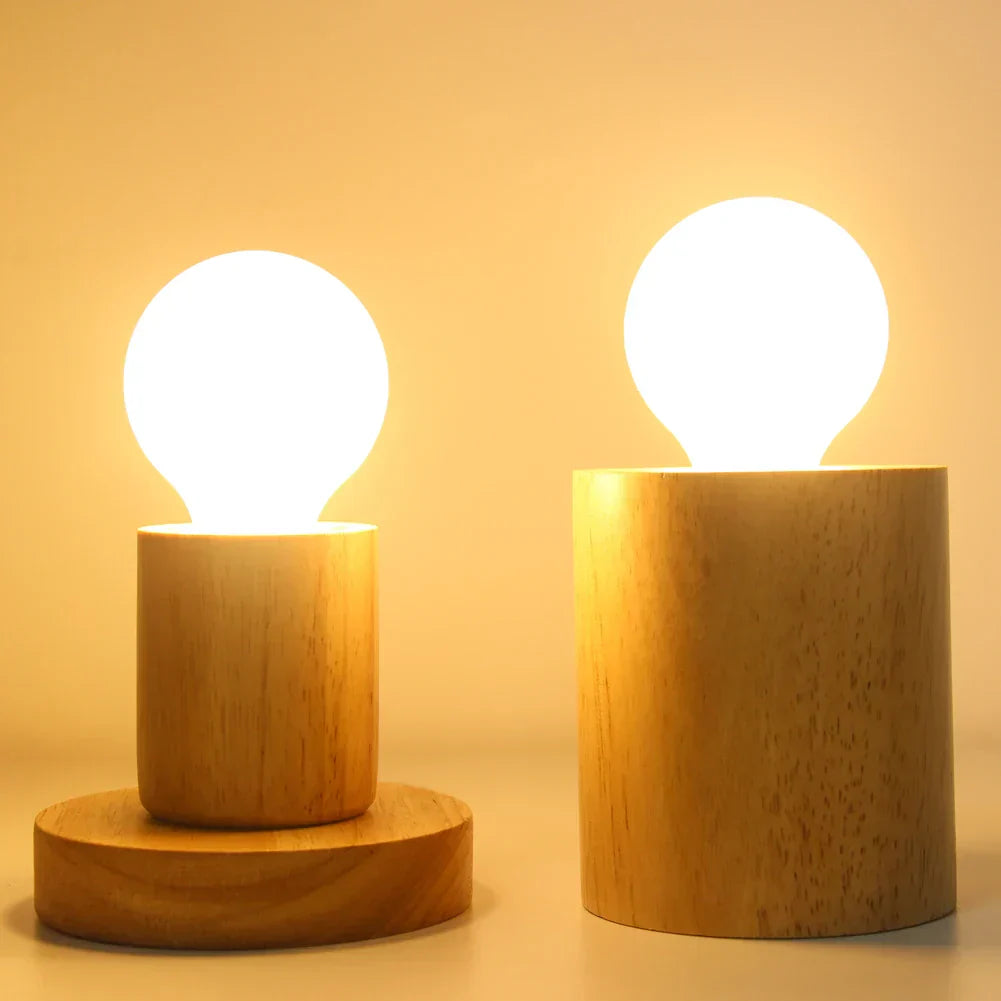RetroWood - Wooden Table Lamp with Light Bulb for Atmospheric Lighting
