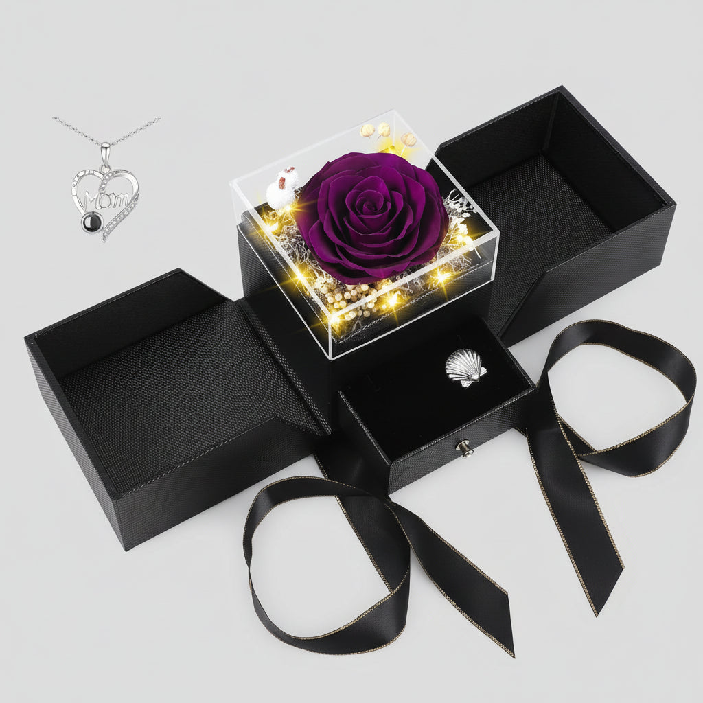Collana Cuore Luce Rosa Eterna LED Regalo Romantico