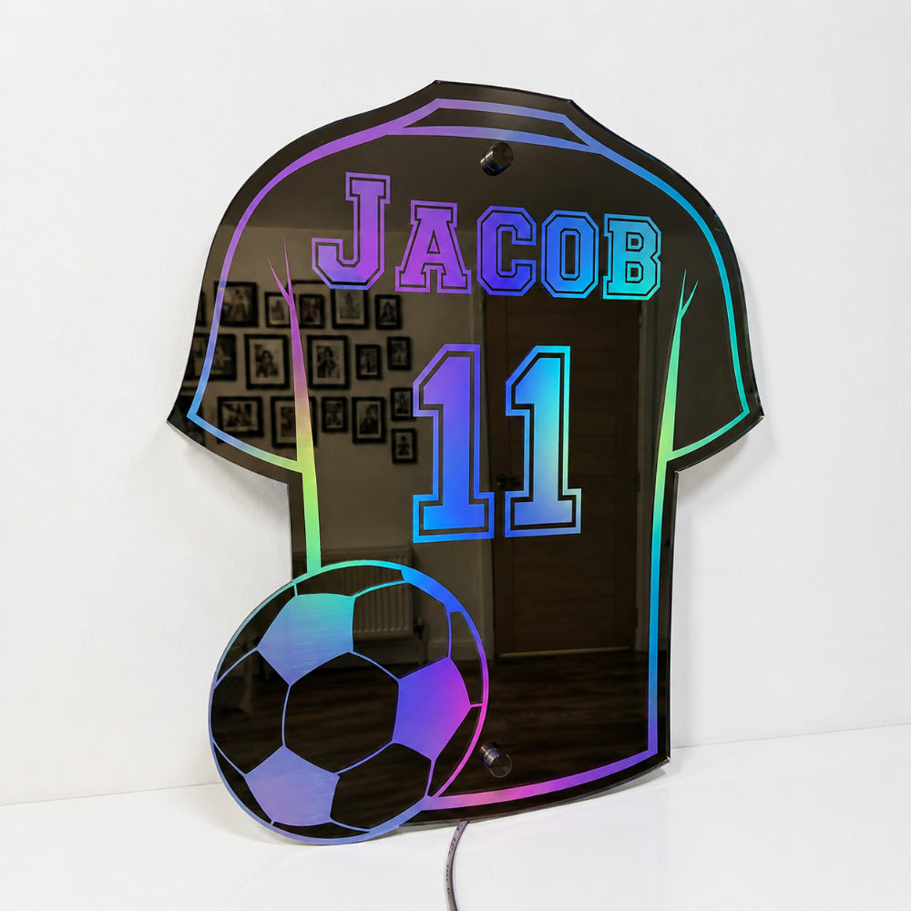 Maglietta da calcio Coppa del Mondo Specchio Nome LED Personalizzato Regalo