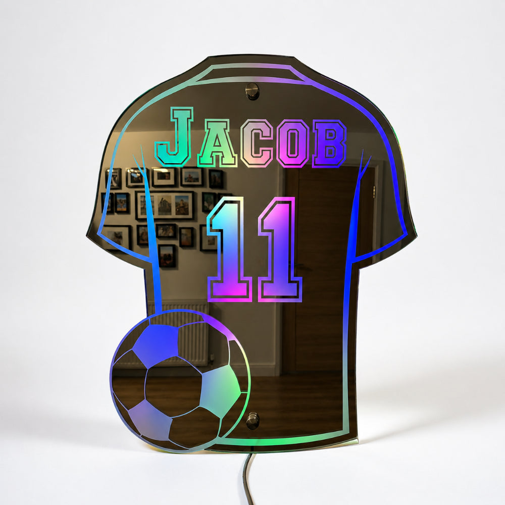 Maglietta da calcio Coppa del Mondo Specchio Nome LED Personalizzato Regalo