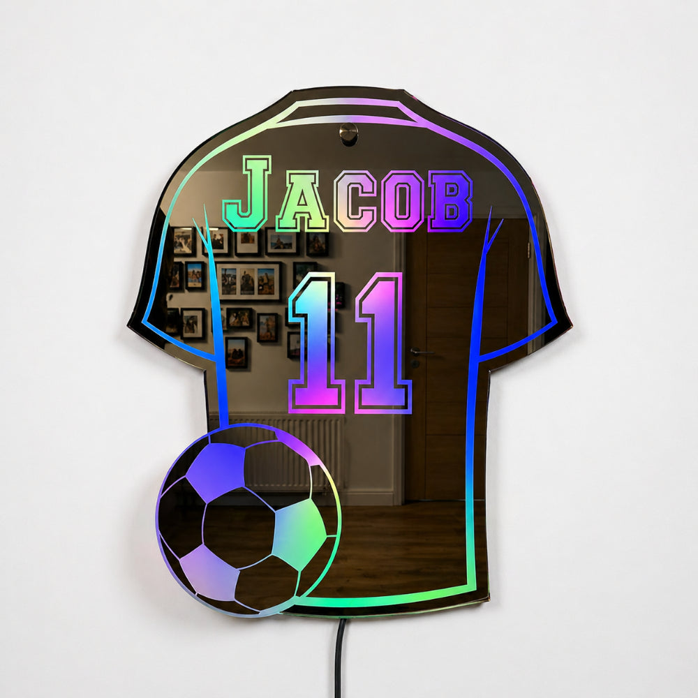 Maglietta da calcio Coppa del Mondo Specchio Nome LED Personalizzato Regalo