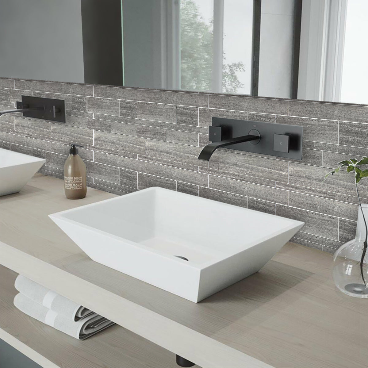 Modernas baldosas de pared rectangulares autoadhesivas 10 piezas
