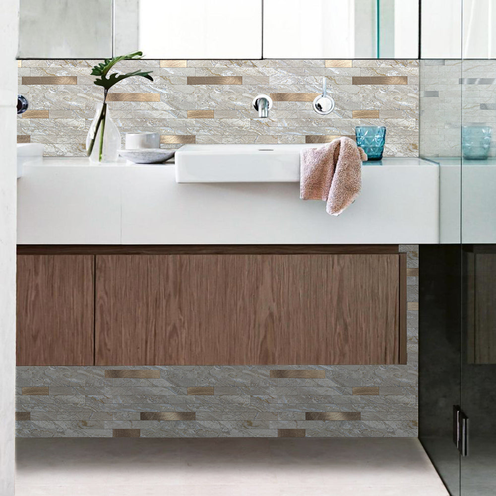 Modernas baldosas de pared rectangulares autoadhesivas 10 piezas
