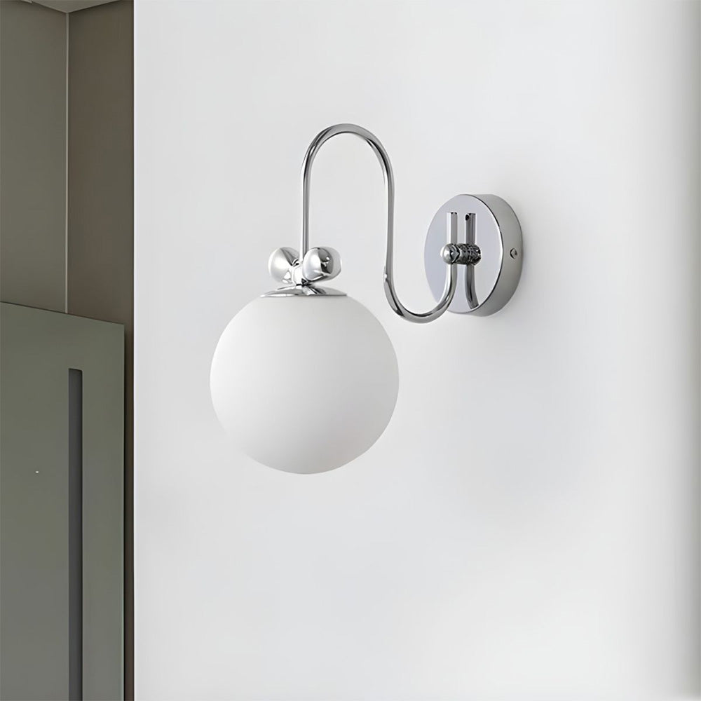 Applique da parete in vetro bianco con crema francese